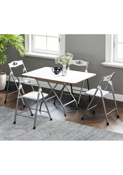 60X90 cm Katlanır Masa ve 4 Sandalye Seti, Şık ve Kullanışlı