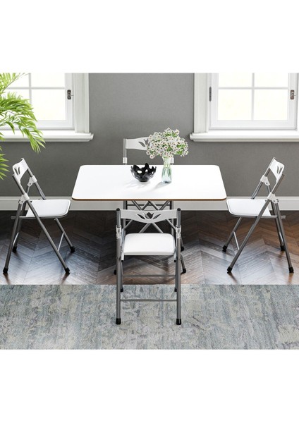 60X90 cm Katlanır Masa ve 4 Sandalye Seti, Şık ve Kullanışlı fiyatları
