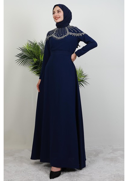Nisan Taşlı Elbise Lacivert modelleri