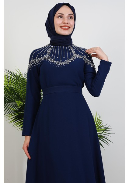 Nisan Taşlı Elbise Lacivert indirimleri