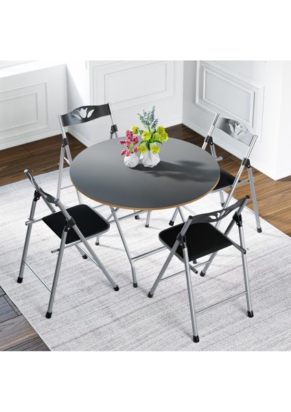 Şık Füme Katlanır Masa ve 4 Sandalye Seti, Modern ve Kullanışlı Tasarım fiyatları