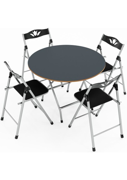 Şık Füme Katlanır Masa ve 4 Sandalye Seti, Modern ve Kullanışlı Tasarım fırsatları