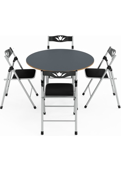 Şık Füme Katlanır Masa ve 4 Sandalye Seti, Modern ve Kullanışlı Tasarım indirimleri