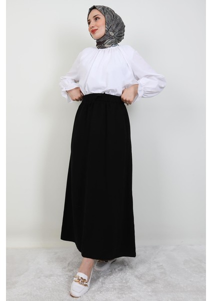 Beli Lastikli Cepli Etek Siyah