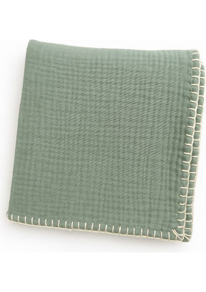4 Katlı %100 Organik Multi Muslin Bebek Battaniye , Pike - Nil Yeşili
