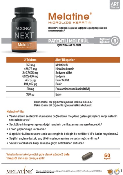 Melatine 60 Kapsül 2 Adet