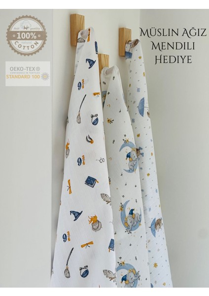 Ftbabycollection Pamuk 3'lü Müslin Bebek Battaniye Seti Oeko- Tex Sertifikalı Müslin örtü 80 x 90 cm