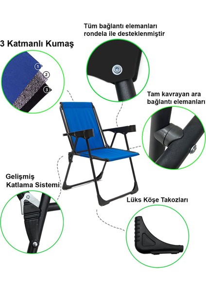 Mavi Kamp Sandalyesi ve Katlanır Mdf Masa Seti, Rahat ve Şık Piknik Ekipmanı fiyatları