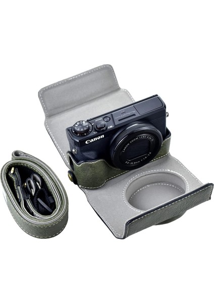 G7X / G7X Mark Iı / G7X Mark Iıı Uyumlu Vintage Deri Kamera Kılıfı – Askılı, Yarım Kılıf Tasarım, Tripod ve Pil Girişi Uyumlu fiyatları
