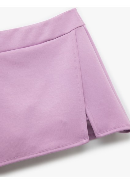 Yüksek Bel Modal Karışımlı Yırtmaçlı Mini Spor Şort Etek
