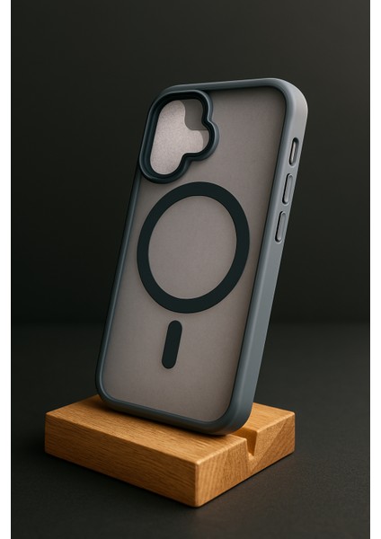 iPhone 16 Gri Kenarlı Mat Şeffaf Kılıf – Sade Güç, Keskin Koruma