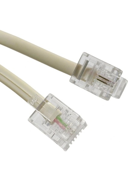 Telefon Hat Kablosu Hazır 6p/2c 5 Metre Krem