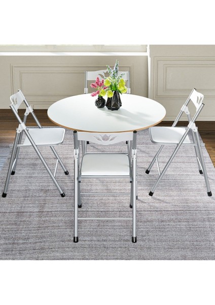 Beyaz Katlanır Masa ve 4 Sandalye Seti, Şık ve Pratik Kullanım Için Ideal modelleri