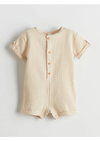 Lcw Baby Bisiklet Yaka Erkek Bebek Müslin Tulum (S5)