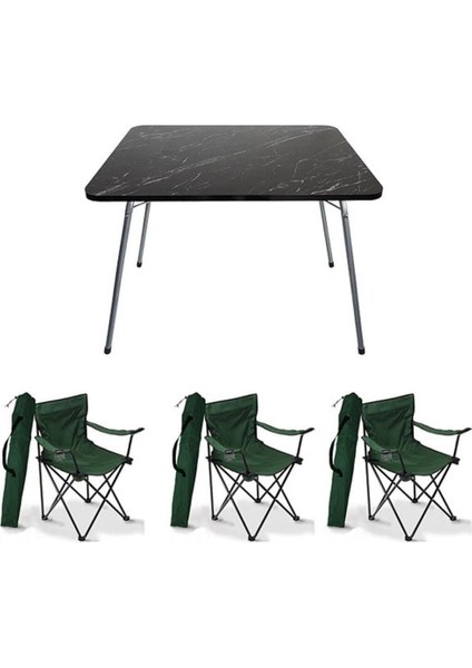 Katlanır Masa ve Sandalye Seti, Yeşil, 3'lü, Pratik ve Şık Tasarım