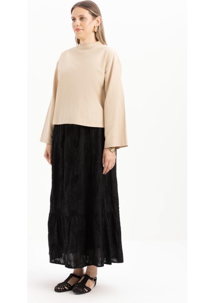 Bej-Gizli Fermuarlı Yırtmaçlı Bluz modelleri