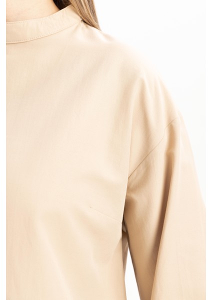 Bej-Gizli Fermuarlı Yırtmaçlı Bluz indirimleri