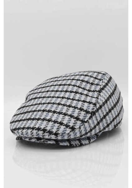 Desenli Ekru Erkek Kasket Driver Şapka Flat Cap modelleri