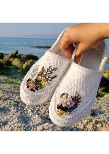 El Dokuması Nakışlı Taşlı Kadın Espadril