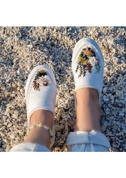 El Dokuması Nakışlı Taşlı Kadın Espadril fiyatları