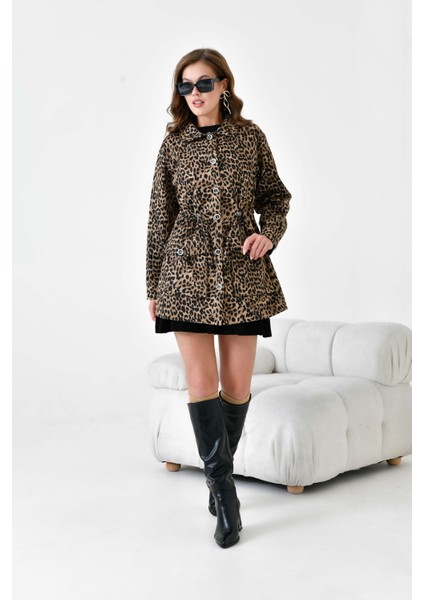 Kadın Leopar Desen Kap Leopar