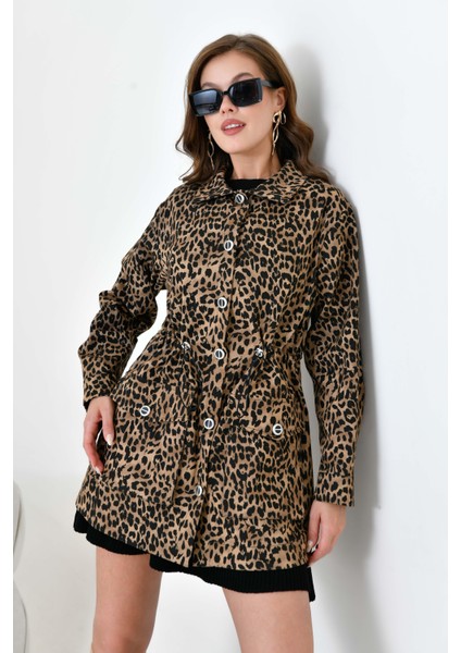 Kadın Leopar Desen Kap Leopar