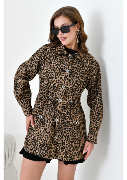 Kadın Leopar Desen Kap Leopar