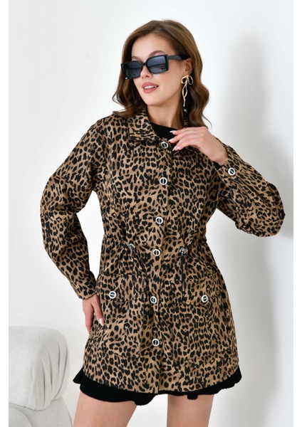 Kadın Leopar Desen Kap Leopar