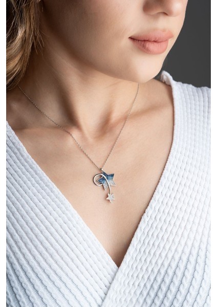 925 Ayar Gümüş Zirkon Taşlı Kuyruklu Yıldız Kolye modelleri