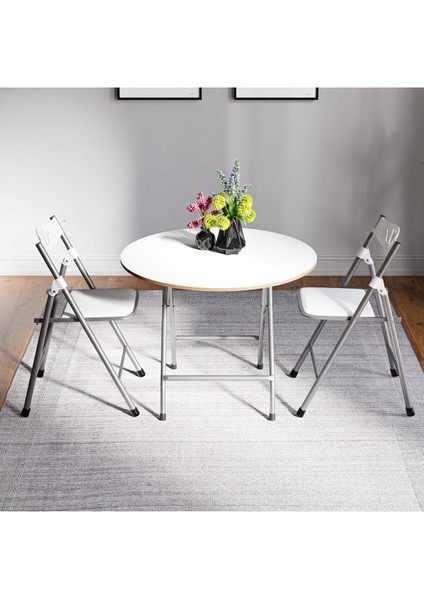 Beyaz Katlanır Masa ve 2 Sandalye Seti, Pratik ve Şık Tasarım fiyatları