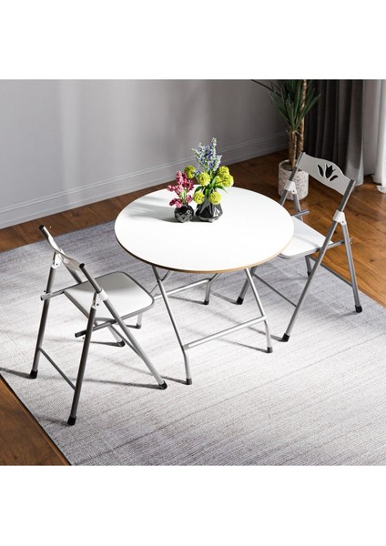 Beyaz Katlanır Masa ve 2 Sandalye Seti, Pratik ve Şık Tasarım modelleri