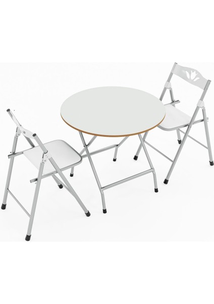 Beyaz Katlanır Masa ve 2 Sandalye Seti, Pratik ve Şık Tasarım fırsatları