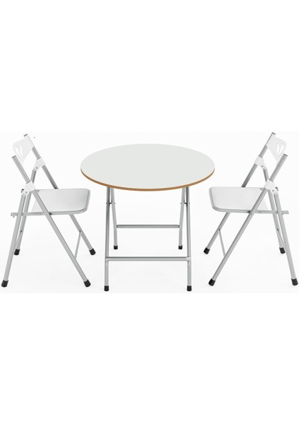 Beyaz Katlanır Masa ve 2 Sandalye Seti, Pratik ve Şık Tasarım indirimleri