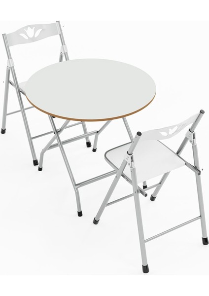 Beyaz Katlanır Masa ve 2 Sandalye Seti, Pratik ve Şık Tasarım