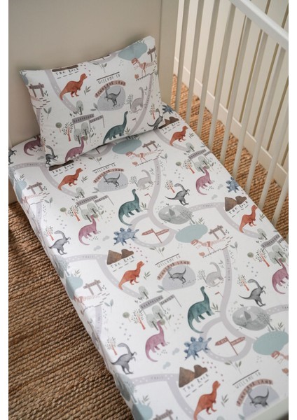 Collection Organik Bebek Lastikli Çarşaf (70X110+15) Dinazor