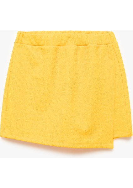 Düz Kesim Kruvaze Mini Boy Şort Etek