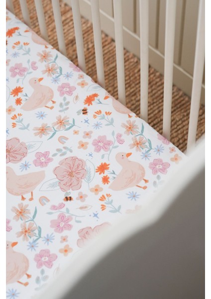 Collection Organik Bebek Lastikli Çarşaf (100X200+20) Flowering Duck