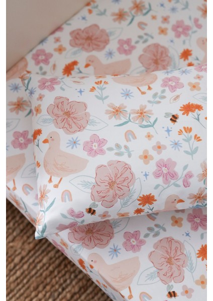 Collection Organik Bebek Lastikli Çarşaf (100X200+20) Flowering Duck