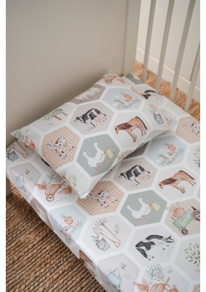 Collection Organik Bebek Lastikli Çarşaf (90X200+20) Farm