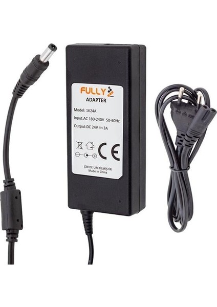 Robinanka Fully O-1624A 24 Volt - 3 Amper Plastik Kasa Masaüstü Adaptör 5.5*2.5 Uç