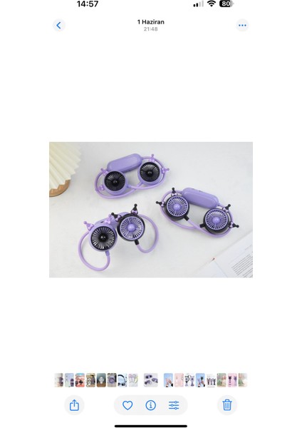 Kuromi Boyun Tipi Mini Fan – 3 Kademe Ayarlı, Taşınabilir Soğutucu indirimleri