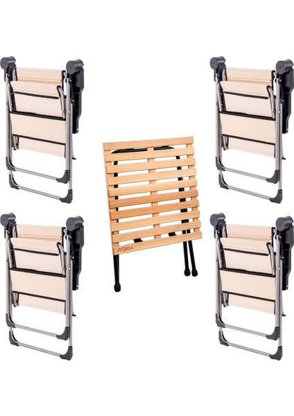 4'lü Katlanır Kamp Sandalyesi ve Masa Seti, Bardaklık, 140 Kg, Renk Seçenekleri fiyatları
