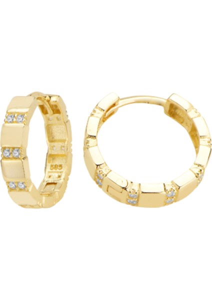 14 Ayar Altın Minimalist Huggie Küpe Zarif ve Modern Tasarım T145