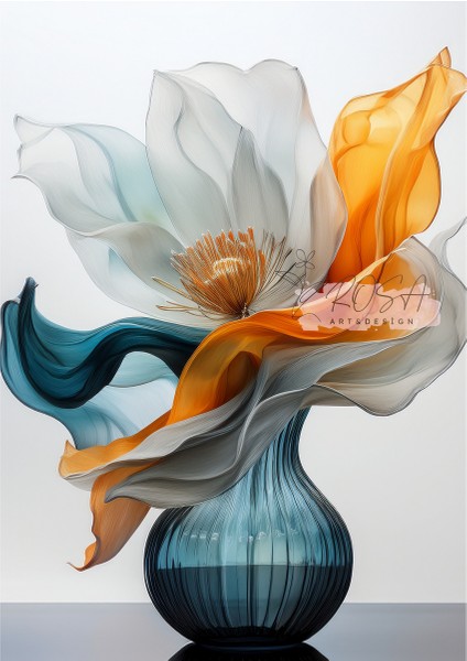 Çerçevesiz Poster Mavi Retro Vazo fırsatları