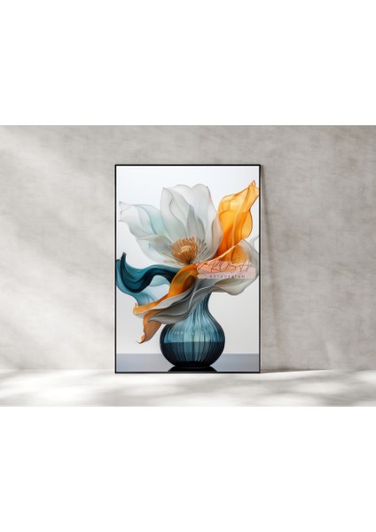 Çerçevesiz Poster Mavi Retro Vazo indirimleri