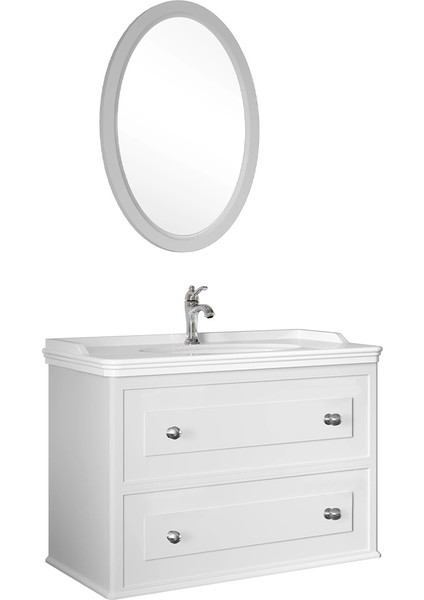 Miro 100 cm Mat Beyaz Banyo Dolabı Takımı 610100200141