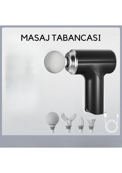 Masaj Tabancası Sporcu Masaj Aleti 6mm 4 Farklı Başlık Şarjlı Profesyonel Masaj Aleti TP-1028