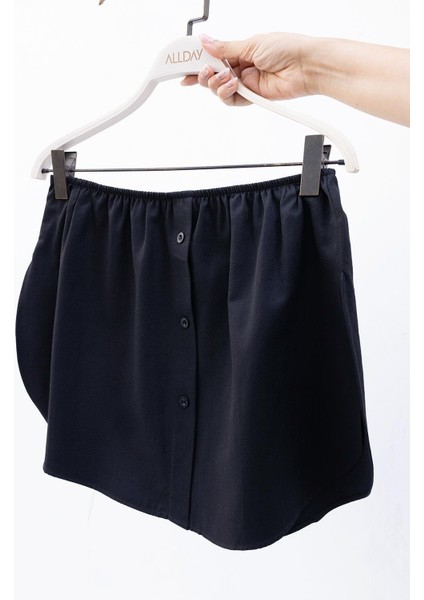 Siyah-Yırtmaçlı Patlı Gömlek Etek