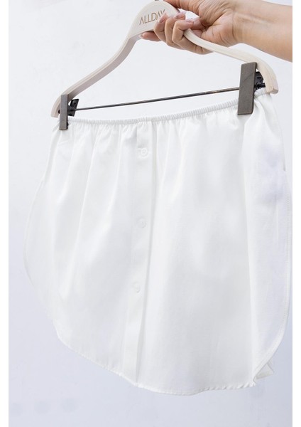 Ekru-Yırtmaçlı Patlı Gömlek Etek