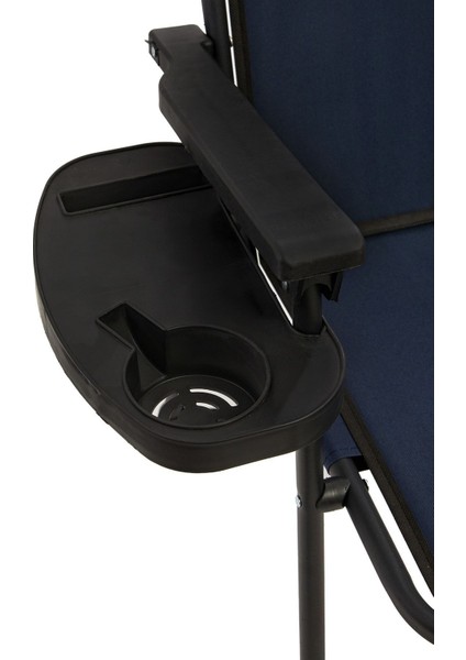 3'lü Katlanır Piknik Sandalye Seti, Oval Bardaklık, Mavi